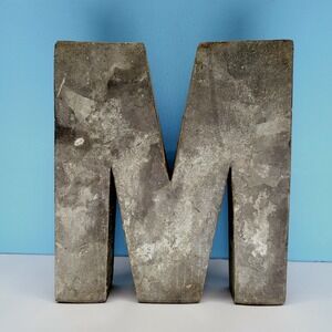 Anthropologie Zinc Metal Letter "M" Minimalist‎ Industrial Metal Letter Decor